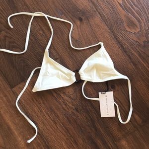 Solid and Striped Sadie top in cream